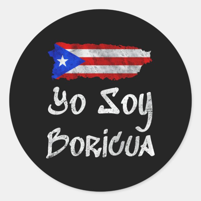 Yo Soy Boricua Island Of Puerto Rico Flag Taino Classic Round Sticker (Front)