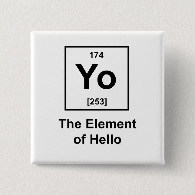 Yo! The Element of Hello 15 Cm Square Badge (Front)