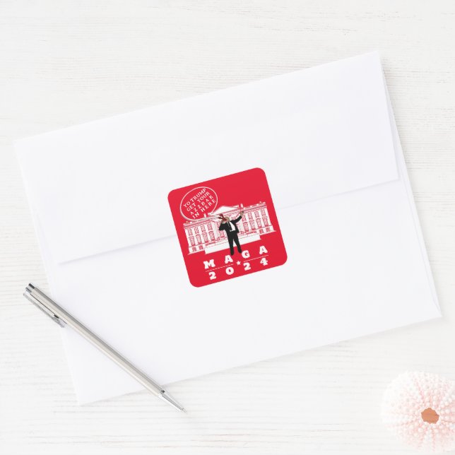 YO TRUMP SECRET SERVICE MAN SQUARE STICKER (Envelope)