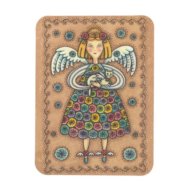 Yo Yo Quilt Angel MAGNET Primitive (Vertical)
