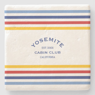 Yoesmite Cabin Club Custom Crest Park Stripe Stone Coaster