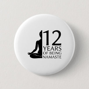 Yoga 12 Years Awesome Meditation Namaste 12th Birt 6 Cm Round Badge