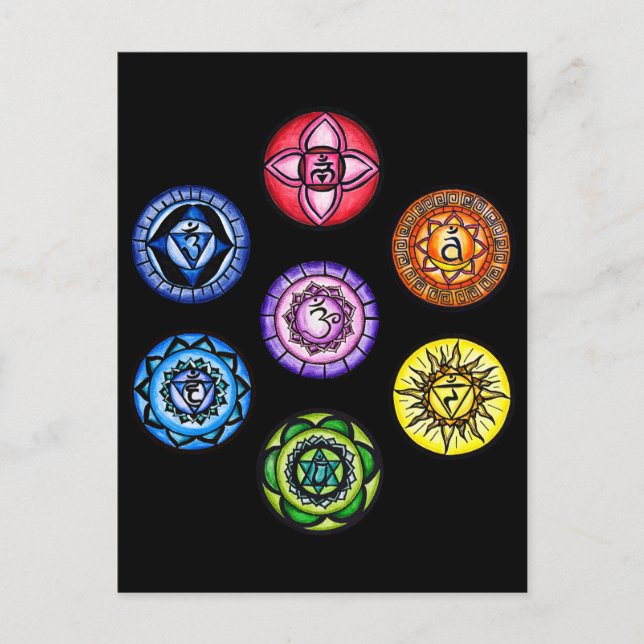 Yoga - 7 Chakras Energy Postcard (Front)
