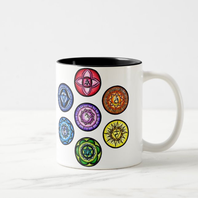 Yoga - 7 Chakras Energy Two-Tone Coffee Mug (Right)