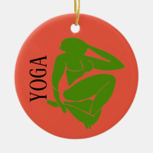 YOGA, add, edit text Ceramic Ornament