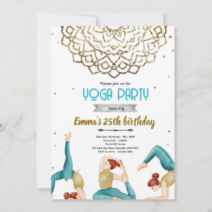 Yoga adult birthday party invitation