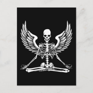 Yoga Aesthetic Goth Wings Meditate Skeleton Angel Postcard