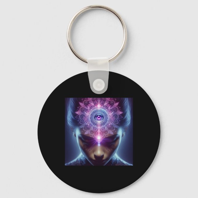 Yoga Ajna Awareness Third Eye Chakra Brahman _1  Key Ring (Front)