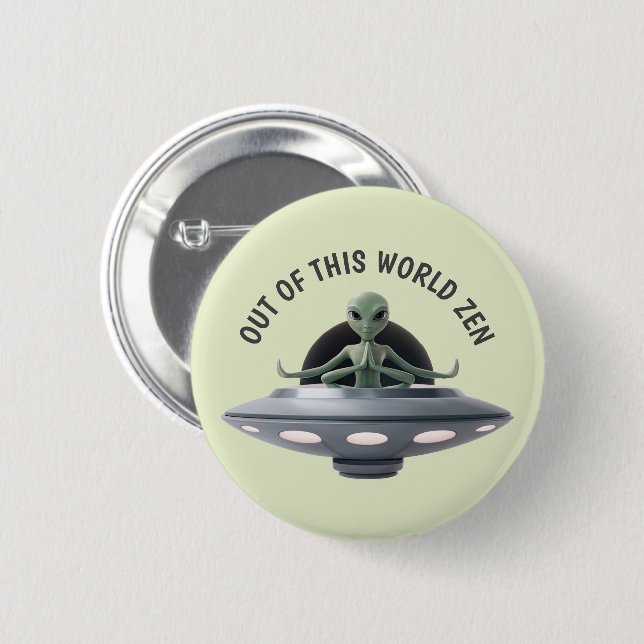 Yoga Alien 6 Cm Round Badge (Front & Back)