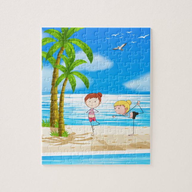 Yoga and beach jigsaw puzzle (Vertical)