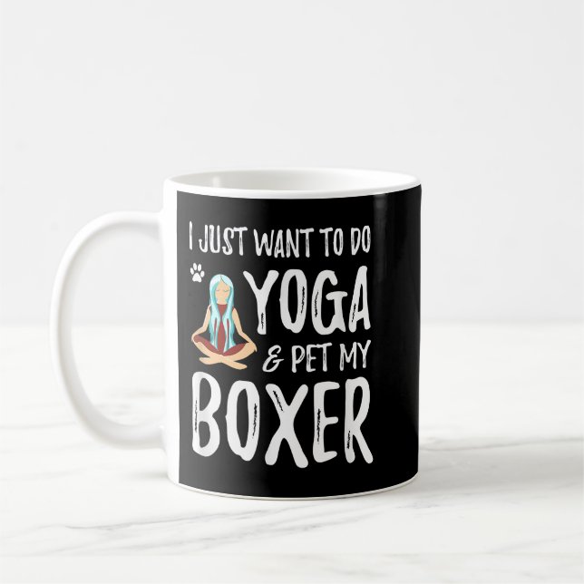 Yoga and Boxer for Funny Dog Mum Gift Idea Coffee Mug (Left)