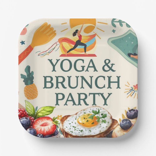Yoga and Brunch Party  Paper Plate (Front)