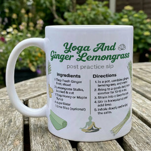 Yoga and Ginger Lemongrass Recipe Tea On Coffee Mug