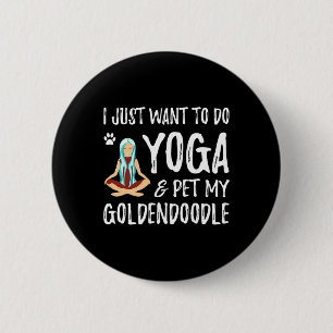 Yoga And Goldendoodle For Funny Dog Mum For Men Wo 6 Cm Round Badge
