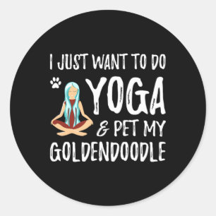Yoga And Goldendoodle For Funny Dog Mum For Men Wo Classic Round Sticker