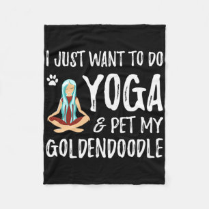 Yoga And Goldendoodle For Funny Dog Mum For Men Wo Fleece Blanket