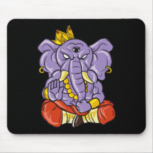 Yoga And Meditation Ganesh Elephant With Three Eye Mouse Pad