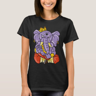 Yoga And Meditation Ganesh Elephant With Three Eye T-Shirt