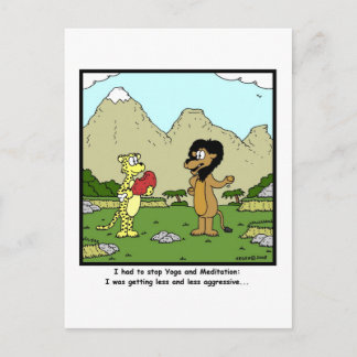 Yoga and Meditation: Lion Cartoon Postcard