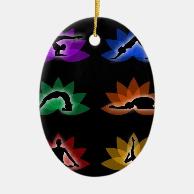 yoga and meditation symbols ceramic tree decoration (Front)