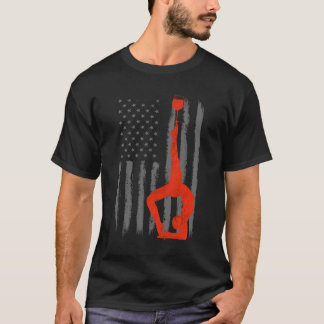 Yoga and Wine - Vintage USA American Flag for Yoga T-Shirt