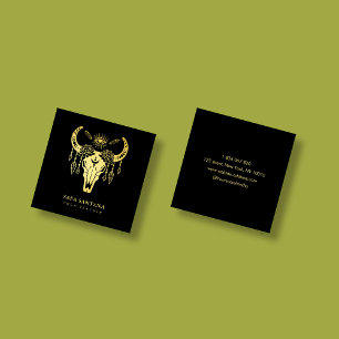 Yoga Animal Skull Mystical Eye Black And Gold Square Business Card
