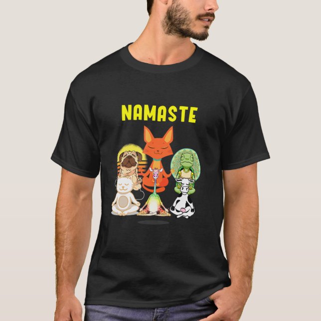 Yoga Animals Namaste Cute Animal Yoga Pose Yoga An T-Shirt (Front)