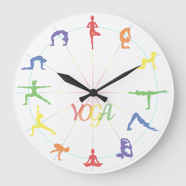 Yoga Asana Large Clock (Front)