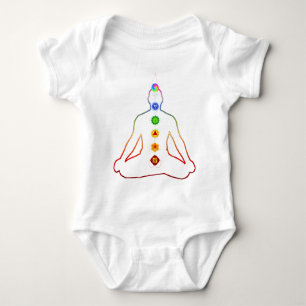 Yoga Asana Siddhasana Pose with 7 Chakras Baby Bodysuit