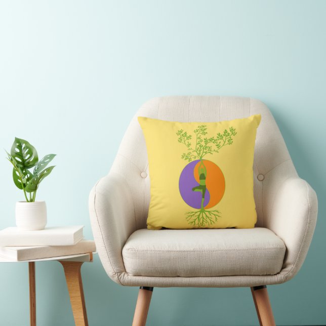Yoga Asana - The Tree Vrikshasana - Yin Yang 1 Cushion (Chair)