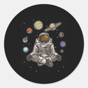 Yoga Astronaut Meditates In Space And Feels The Ga Classic Round Sticker