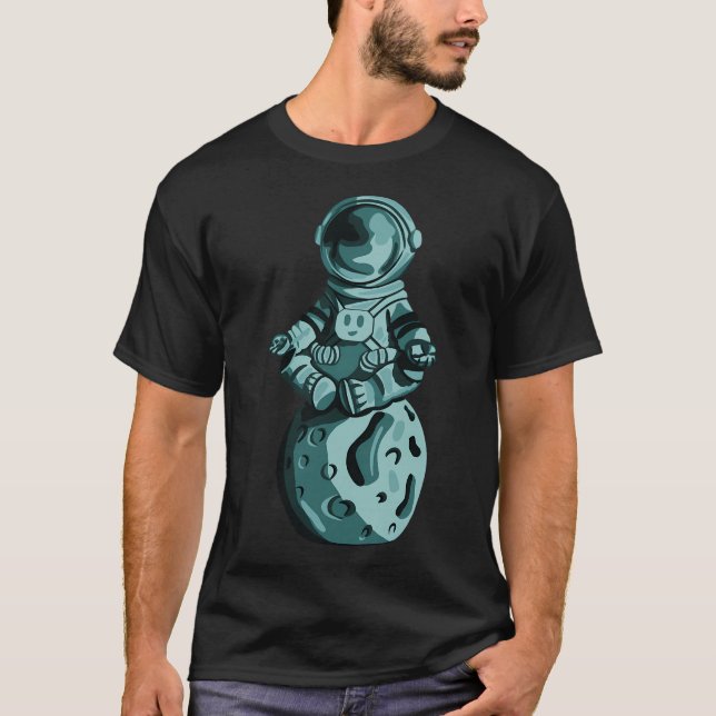 Yoga Astronaut. Meditation Zen Starman T-Shirt (Front)