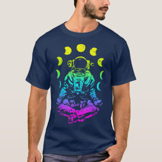 Yoga Astronaut Moon Phase Zen Meditation Lotus Pos T-Shirt