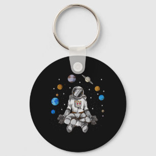 Yoga Astronaut Space Galaxy Planets Meditate Moon Key Ring