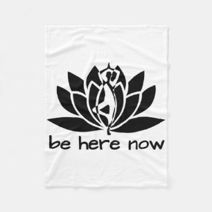 Yoga Be Here Now Fitness Workout Namaste Lotus For Fleece Blanket