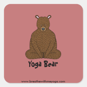 "Yoga Bear" Square Sticker