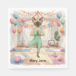 Yoga Birthday Party for Siamese Cat Lovers Napkin