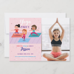 Yoga Birthday Party Girls Stretch Tumble Photo Invitation