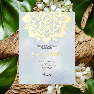 Yoga birthday party gold foil holiday postcard