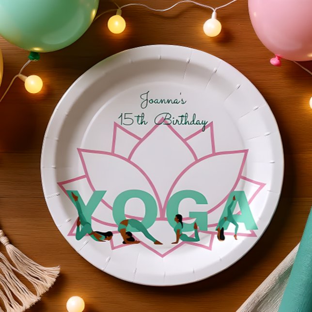 Yoga birthday party paper plate (Creator Uploaded)