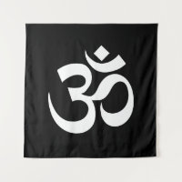 Yoga black white Om Hindu Buddhist Symbol