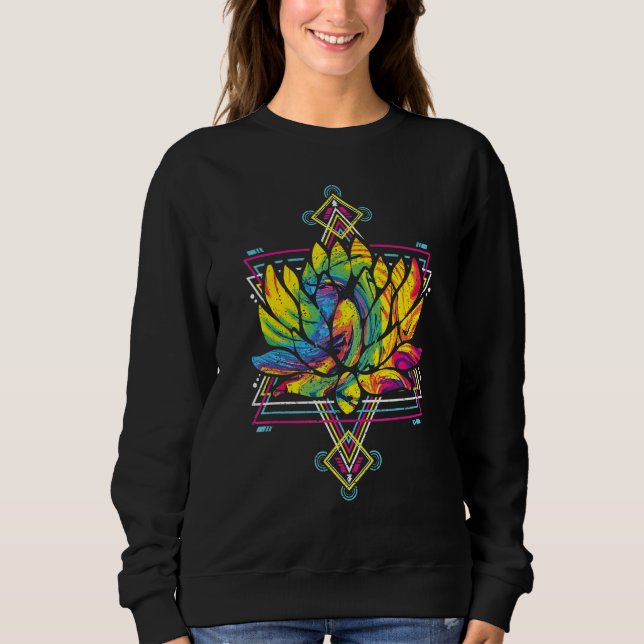 Yoga Boho Flower Blossom Sacred Geometry Lotus Sweatshirt (Front)
