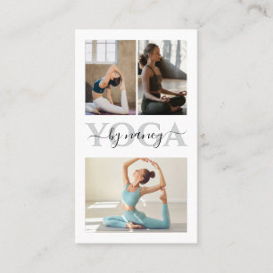 Yoga Bold Typography Photo Collage Qr Code Business Card