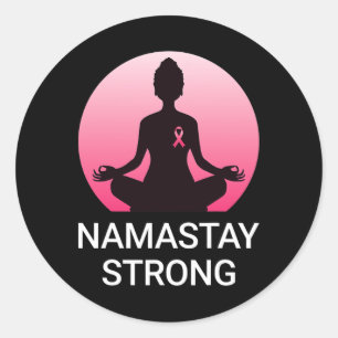 Yoga Breast Cancer Awareness Pink Ribbon Classic Round Sticker