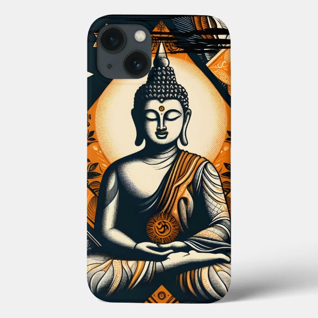 Yoga Buddha in orange and black Case-Mate iPhone Case (Back)