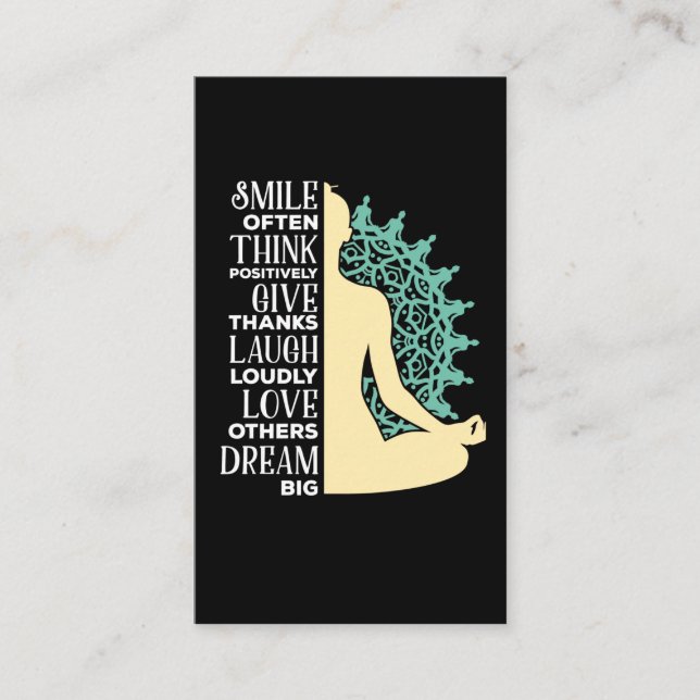 Yoga Buddhist Meditation Quote Zen Buddhism Business Card (Front)