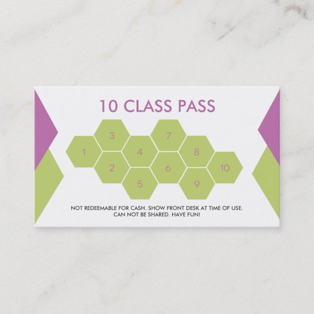 Yoga Business Card 10 Class Pass (Front)