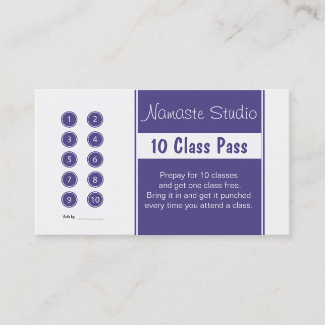 Yoga Business Card 10 Class Pass Template (Front)