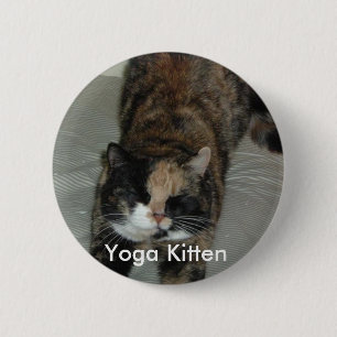 Yoga Calico Cat 6 Cm Round Badge