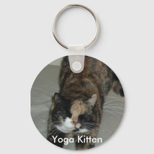 Yoga Calico Kitty Cat Key Ring